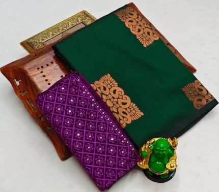 Trending fancy soft silk saree with grand designer aari work blouse combo