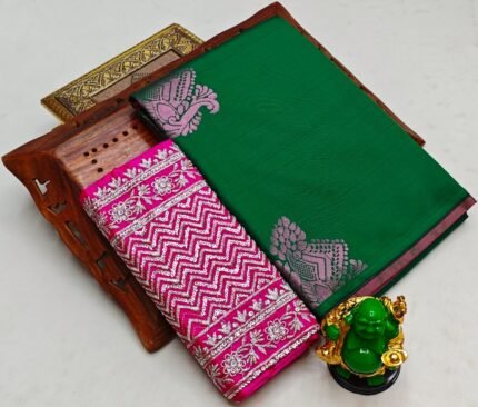 Trending fancy soft silk saree with grand designer aari work blouse combo